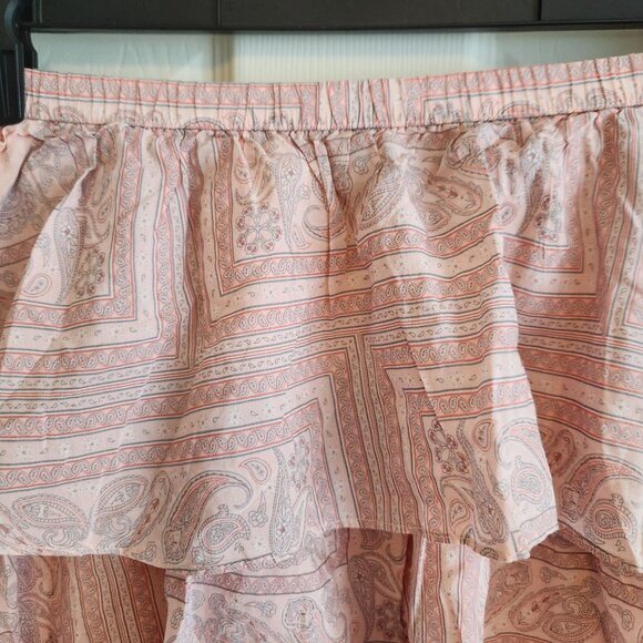 Universal Thread Pink Paisley Print Ruffle Mini Skirt M Elastic Waist Lightweigh - Picture 2 of 7